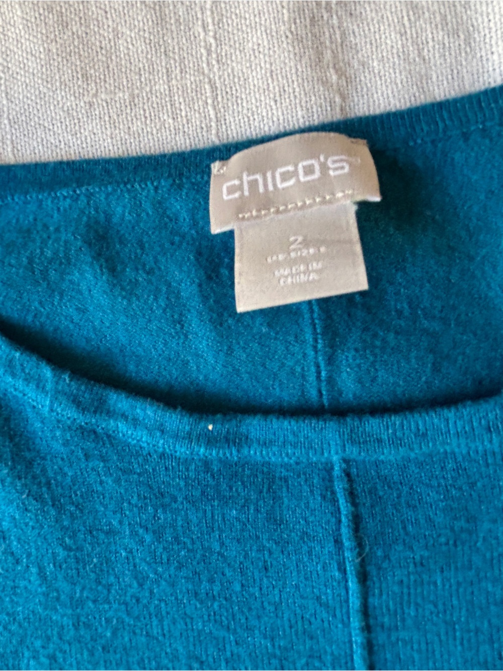 Chico's Teal Scoop Neck Lightweight Sweater ~ Chico’s Size 2/Women’s 12 - Picture 3 of 11